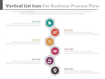 Vertical icons list for business process flow flat powerpoint design