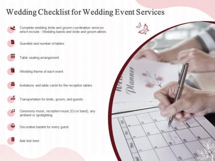 Wedding checklist for wedding event services ppt powerpoint presentation icon