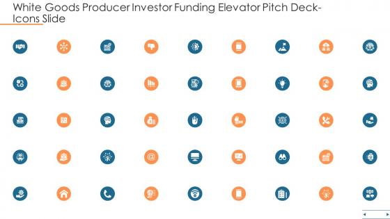 White goods producer investor funding elevator pitch deck icons slide ppt layouts inspiration