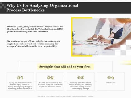 Why us for analyzing organizational process bottlenecks ppt icon