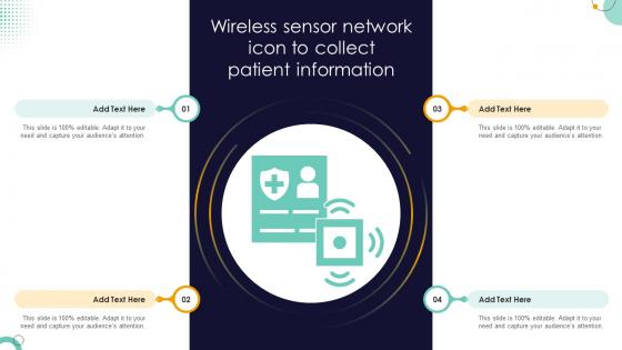 Wireless Sensor Network Icon To Collect Patient Information PPT PowerPoint