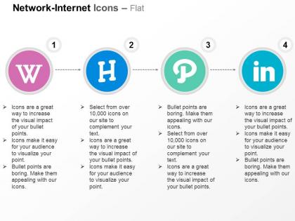 Wordpress pinterest linkedin ppt icons graphics