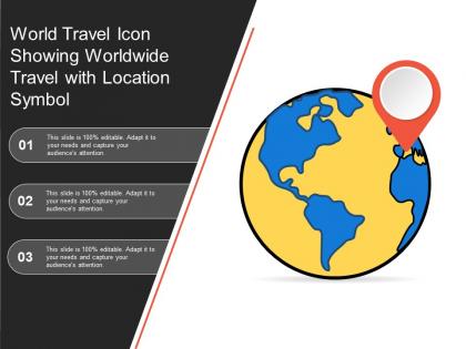 World travel icon showing worldwide travel with location symbol