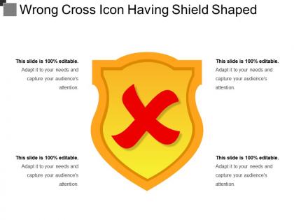 Wrong cross icon having shield shaped