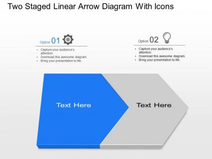 Zs two staged linear arrow diagram with icons powerpoint template