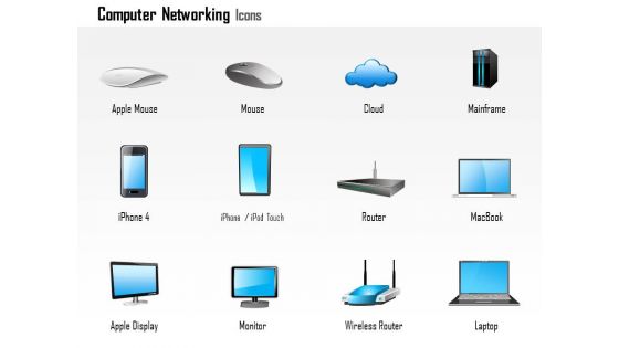0814 computer networking icons mouse mainframe router monitor mobile devices part 1 ppt slides
