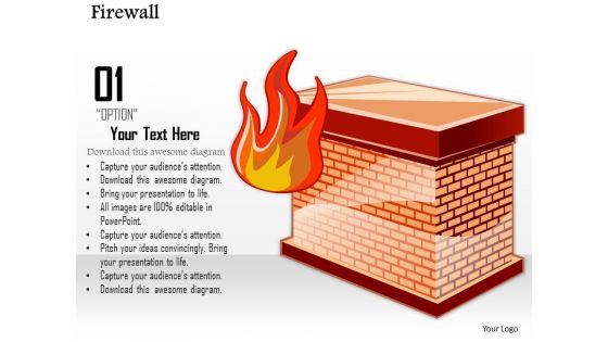 0814 icon of a firewall to separate the internal network from the external world ppt slides