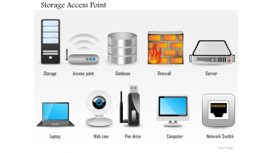 0814_storage_access_point_ethernet_port_access_point_web_cam_pen_drive_icon_ppt_slides_Slide01