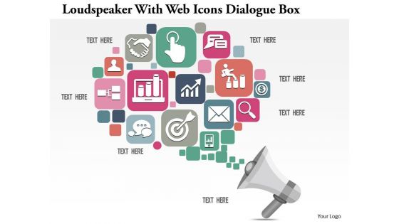 0914 business plan loudspeaker with web icons dialogue box image slide powerpoint template
