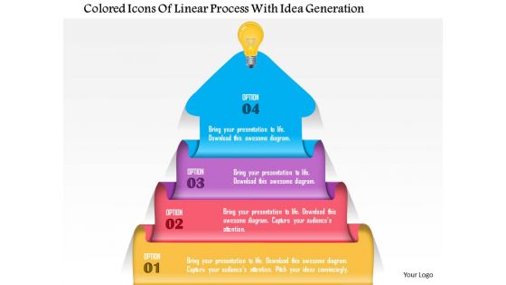 1214 colored icons of linear process with idea generation powerpoint template