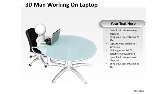 3d man working on laptop ppt graphics icons