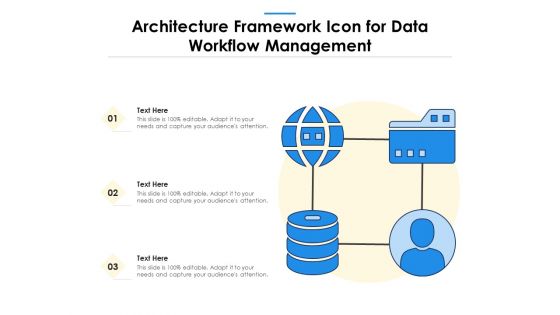 Architecture framework icon for data workflow management