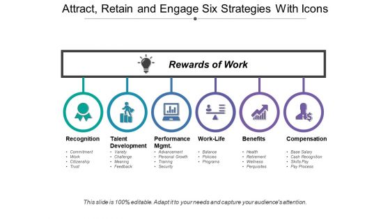 Attract retain and engage six strategies with icons