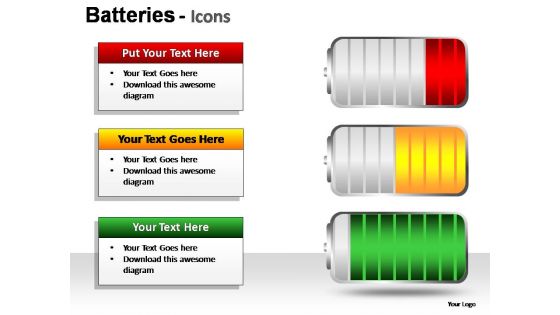 Batteries icons powerpoint presentation slides