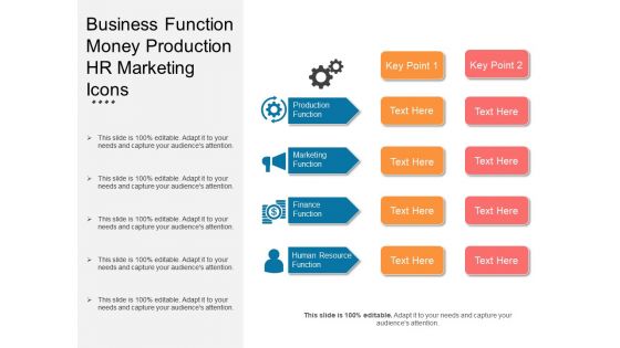 Business function money production hr marketing icons
