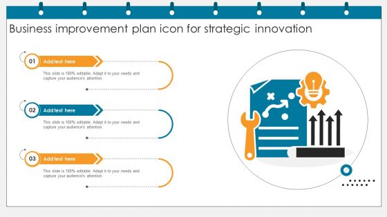 Business Improvement Plan Icon For Strategic Innovation Improvement Plan SS