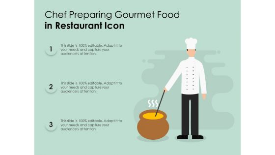 Chef preparing gourmet food in restaurant icon