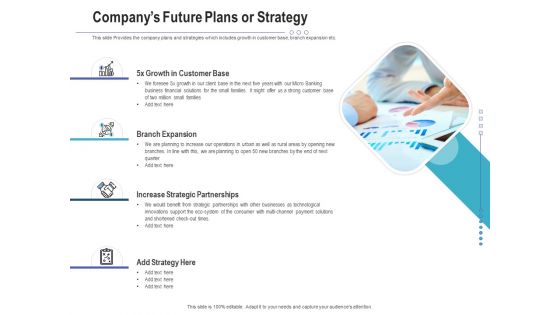 Companys future plans or strategy raise funding post ipo investment ppt icon clipart