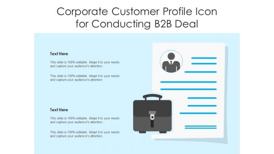 Corporate customer profile icon for conducting b2b deal