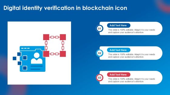 Digital Identity Verification In Blockchain Icon Ppt Template