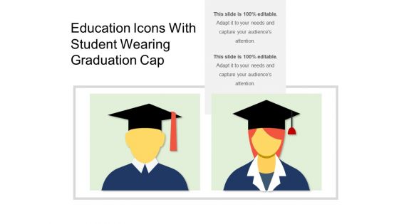 Education icons with student wearing graduation cap