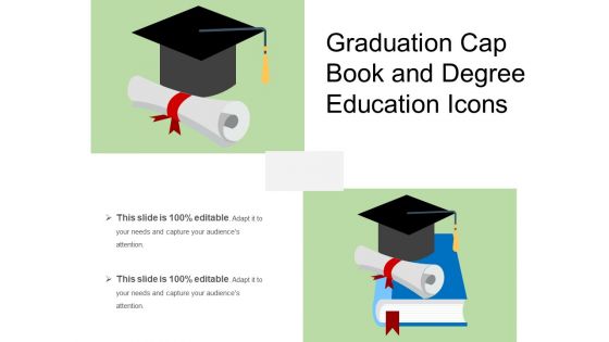 Graduation cap book and degree education icons