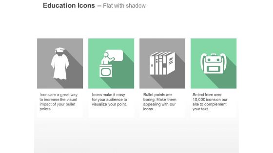 Graduation gown teacher books school bag ppt icons graphics
