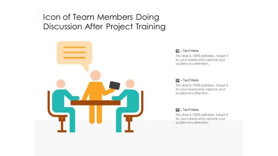 Icon of team members doing discussion after project training