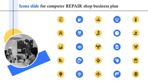 Icons Slide For Computer Repair Shop Business Plan BP SS