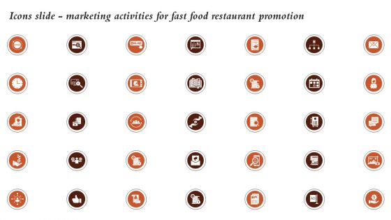Icons Slide Marketing Activities For Fast Food Restaurant Promotion Ppt Professional