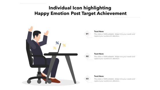 Individual icon highlighting happy emotion post target achievement