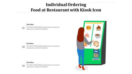 Individual ordering food at restaurant with kiosk icon