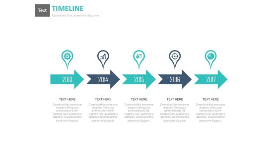 linear_arrow_timeline_chart_with_years_and_icons_powerpoint_slides_Slide01