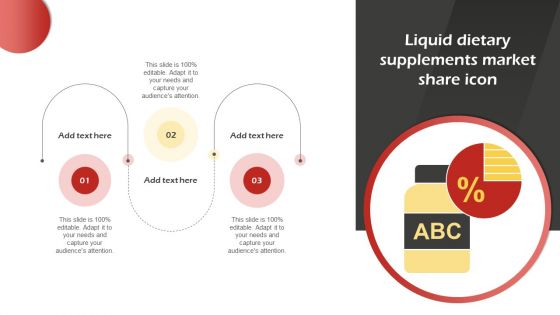 Liquid Dietary Supplements Market Share Icon Ppt Example