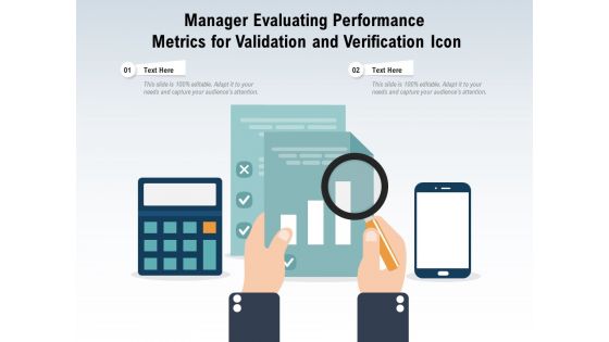 Manager evaluating performance metrics for validation and verification icon