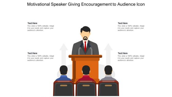 Motivational speaker giving encouragement to audience icon