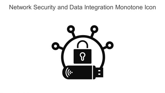 Network Security And Data Integration Monotone Icon In Powerpoint Pptx Png And Editable Eps Format