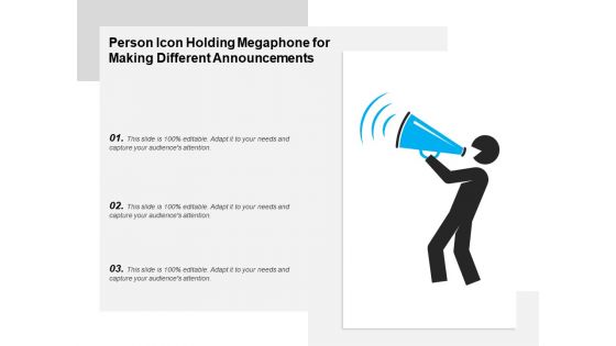 Person icon holding megaphone for making different announcements