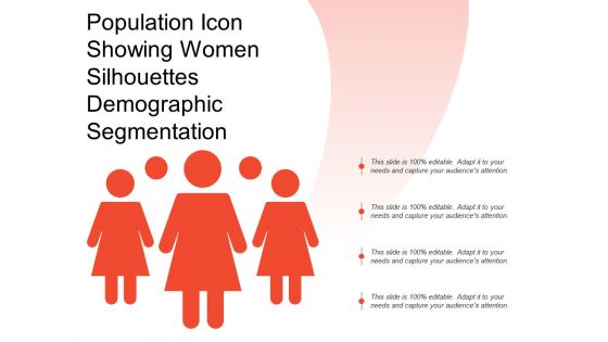 Population icon showing women silhouettes demographic segmentation