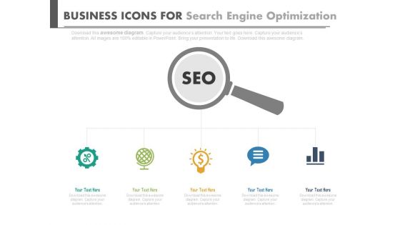 Ppt business icons for search engine optimization analysis flat powerpoint design