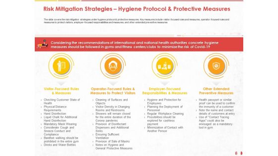 Risk mitigation strategies hygiene protocol and protective measures m1025 ppt powerpoint icon ideas