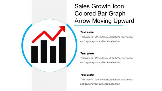 Sales growth icon colored bar graph arrow moving upward