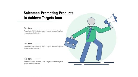 Salesman promoting products to achieve targets icon