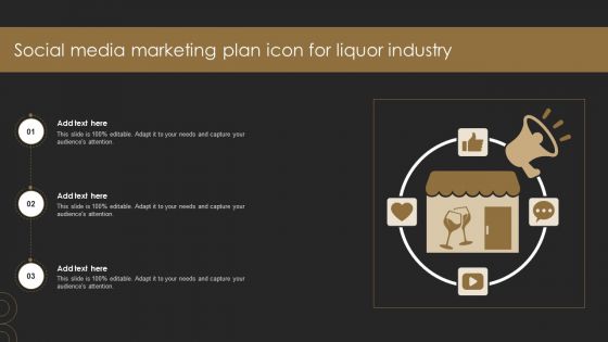 Social Media Marketing Plan Icon For Liquor Industry Ppt Sample