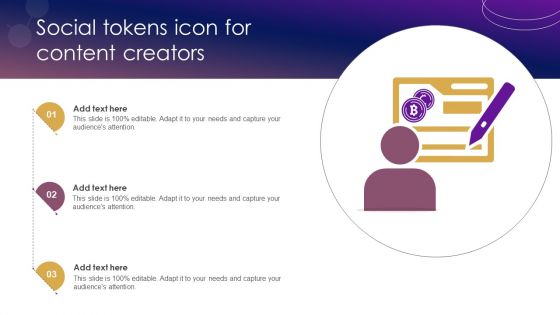 Social Tokens Icon For Content Creators Ppt Slide