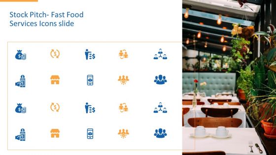 Stock pitch fast food services icons slide