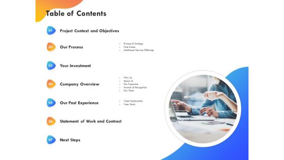 Table of contents process and strategy ppt powerpoint presentation icon slides