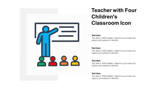 Teacher with four childrens classroom icon