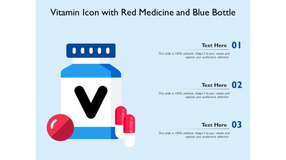 Vitamin icon with red medicine and blue bottle