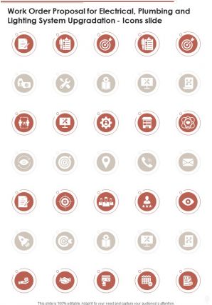 Work Order Proposal For Electrical Plumbing Icons Slide One Pager Sample Example Document